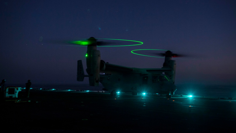 USS Wasp conducts night flight operations