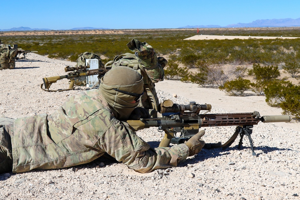 Soldiers from 4-17 Infantry Battalion, conduct testing on New SDM- Rifle Jan. 25, 2019