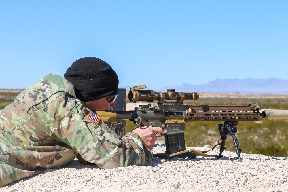 Soldiers from 4-17 Infantry Battalion, conduct testing on New SDM- Rifle, Jan. 25, 2019