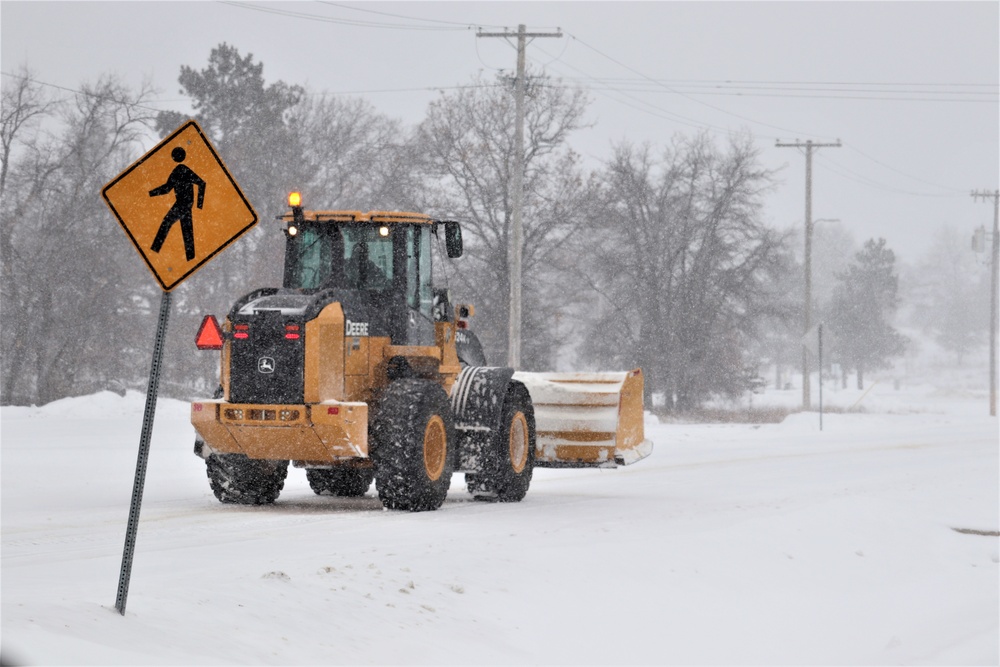 Contractors clear snow at Fort McCoy
