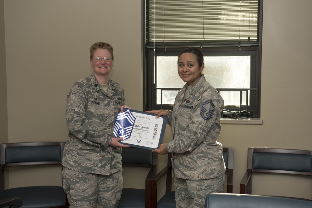 Senior Carcamo receives chief notification Senior Carcamo receives chief notification