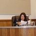 Councilmember Melissa Head participates in a regularly scheduled study session at City Hall in Council Bluffs, Iowa
