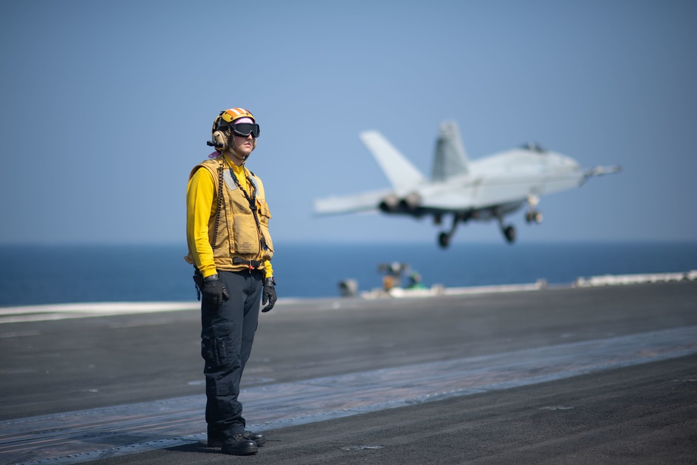 The aircraft carrier USS John C. Stennis (CVN 74) conducts flight operations