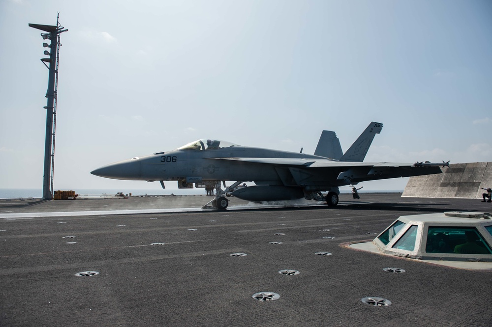 The aircraft carrier USS John C. Stennis (CVN 74) conducts flight operations