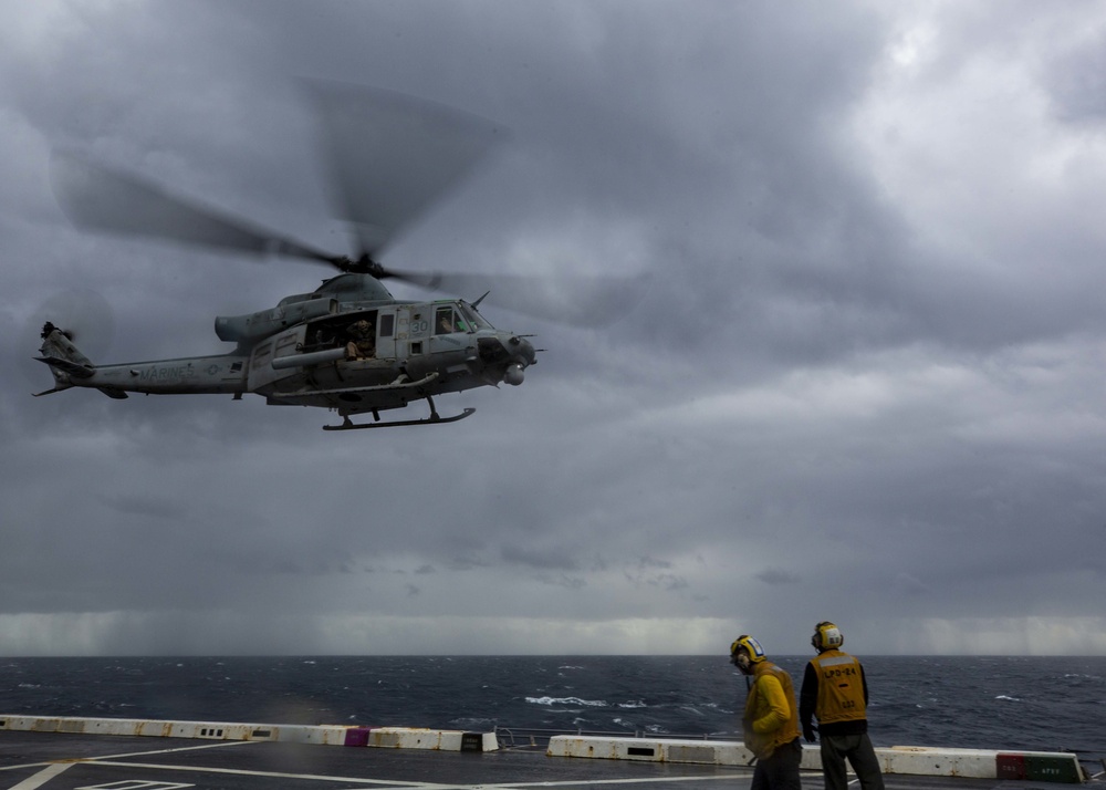 USS Arlington Commanding Officer, Marines take flight in Hueys and Cobras