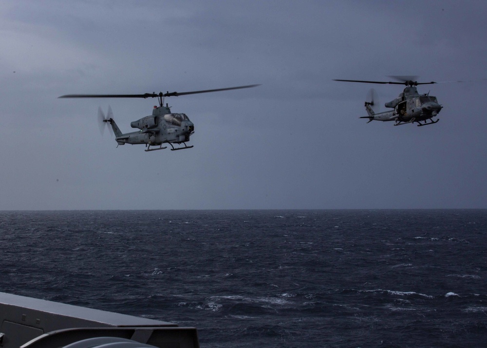 USS Arlington Commanding Officer, Marines take flight in Hueys and Cobras