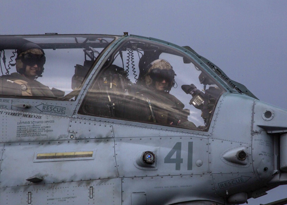 USS Arlington Commanding Officer, Marines take flight in Hueys and Cobras