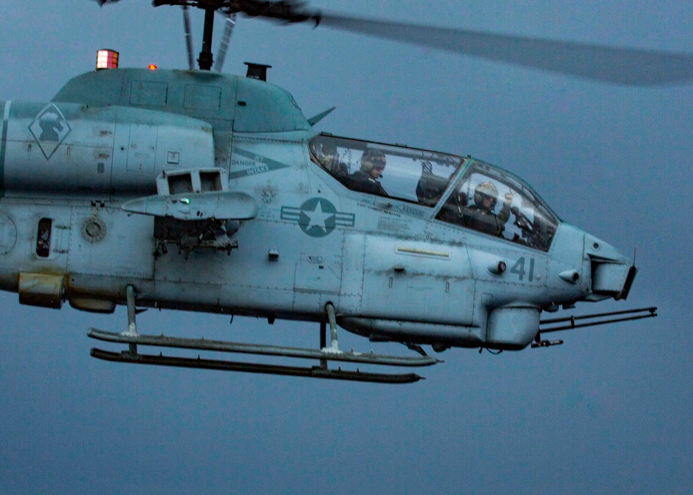 USS Arlington Commanding Officer, Marines take flight in Hueys and Cobras