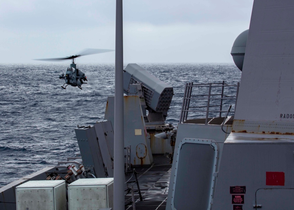 USS Arlington Commanding Officer, Marines take flight in Hueys and Cobras