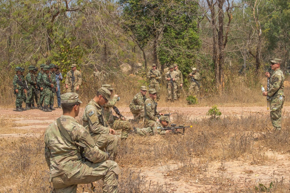 U.S. Army and Royal Thai Army soldiers conduct squad level training in Eastern Thailand