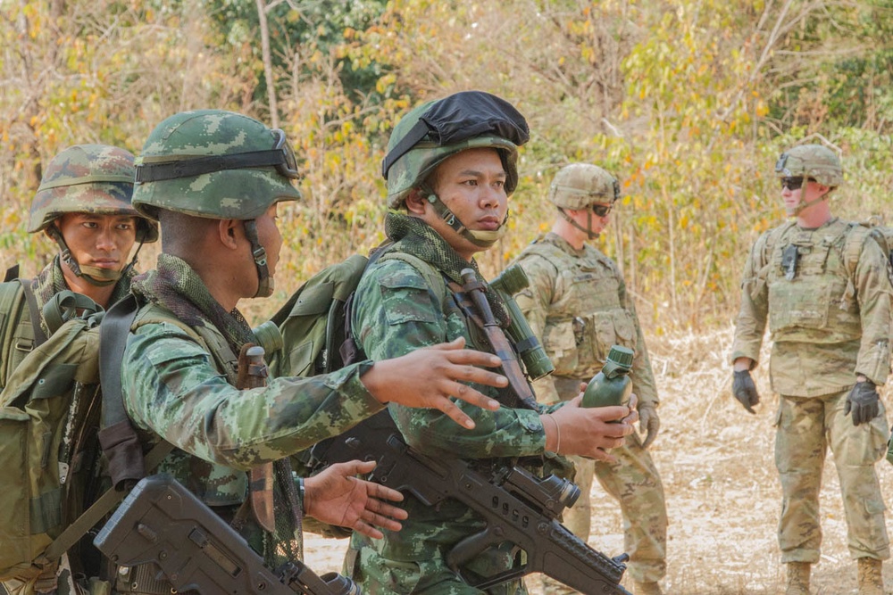 U.S. Army and Royal Thai Army soldiers conduct squad level training in Eastern Thailand