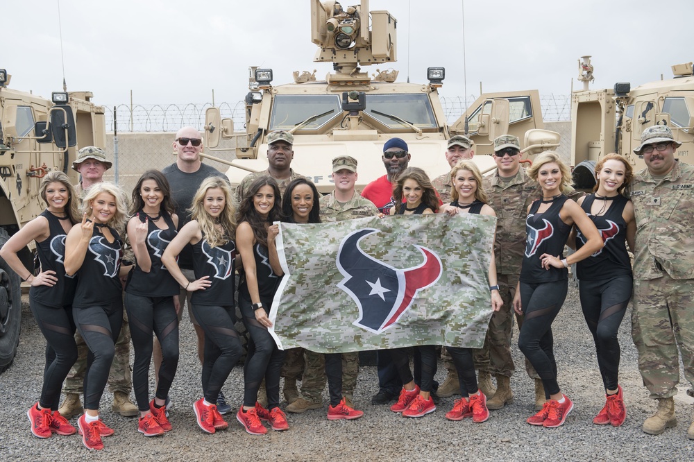 Houston Texans Cheerleaders and former NFL players visit Task Force Alamo