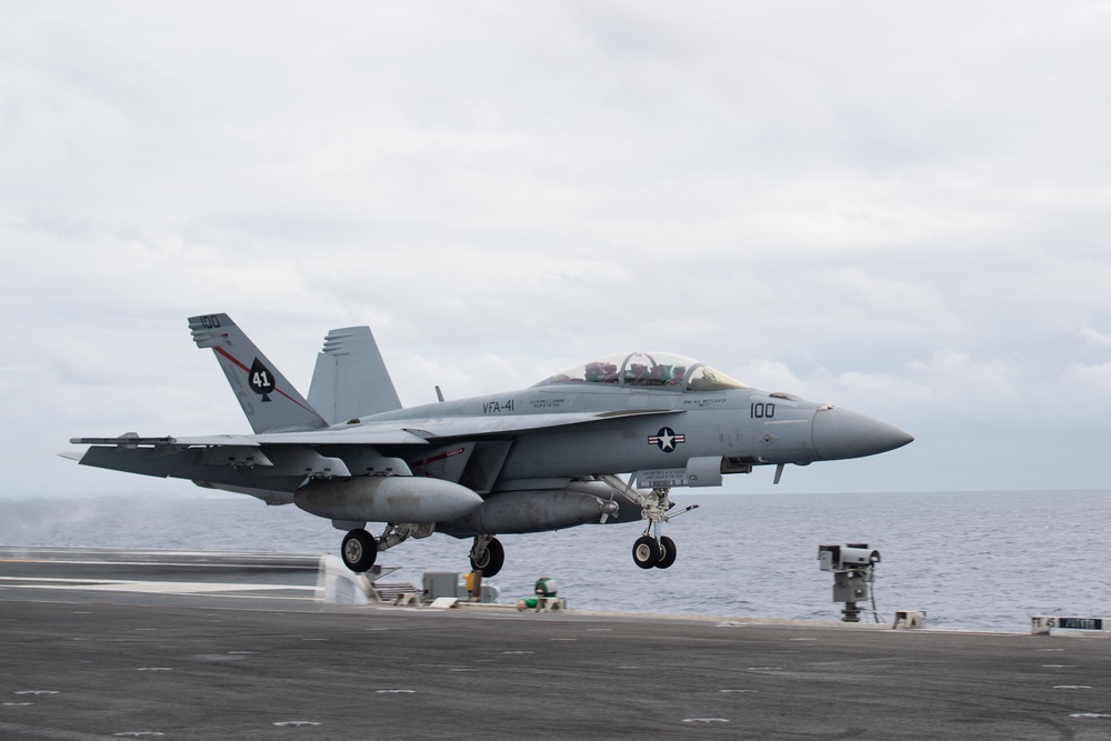 The aircraft carrier USS John C. Stennis (CVN 74) conducts flight operations