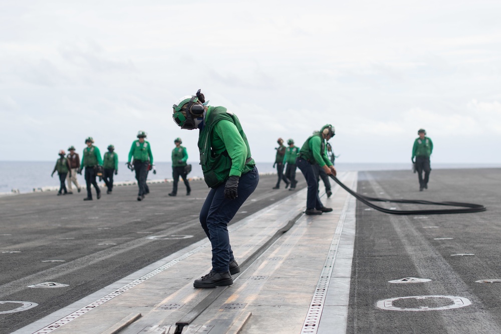 The aircraft carrier USS John C. Stennis (CVN 74) conducts flight operations