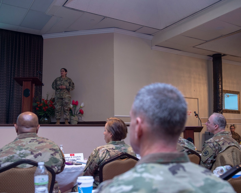 Col. Luisa Santiago Speaks During The U.S. Army Reserve Legal Command (USARLC) Western Region On-Site Legal Training