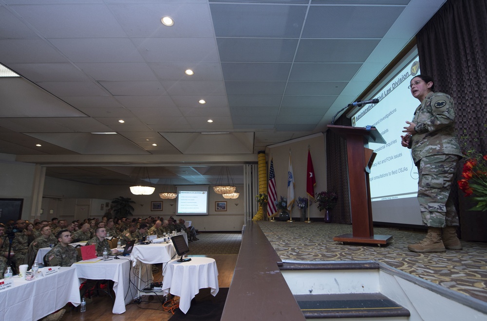 Col. Luisa Santiago Speaks During The U.S. Army Reserve Legal Command (USARLC) Western Region On-Site Legal Training