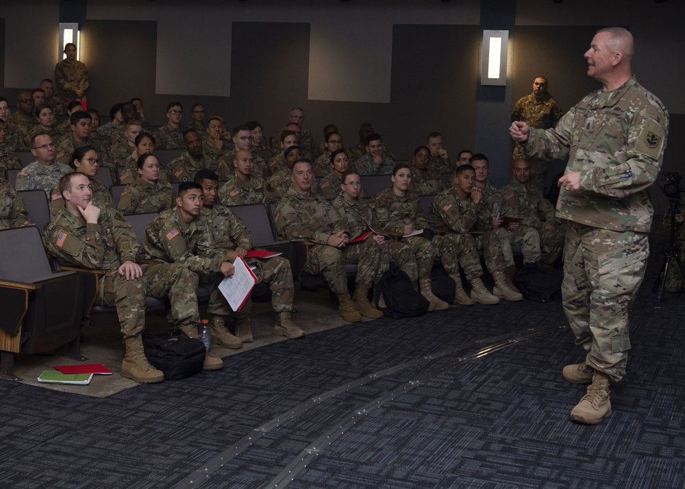 Command Sgt. Maj. Jeremiah Fassler Speaks During The U.S. Army Reserve Legal Command (USARLC) Western Region On-Site Legal Training