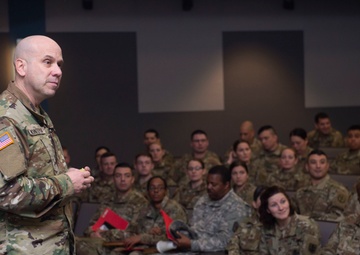 Command Sgt. Maj. Marcus Montoya Speaks During The U.S. Army Reserve Legal Command (USARLC) Western Region On-Site Legal Training