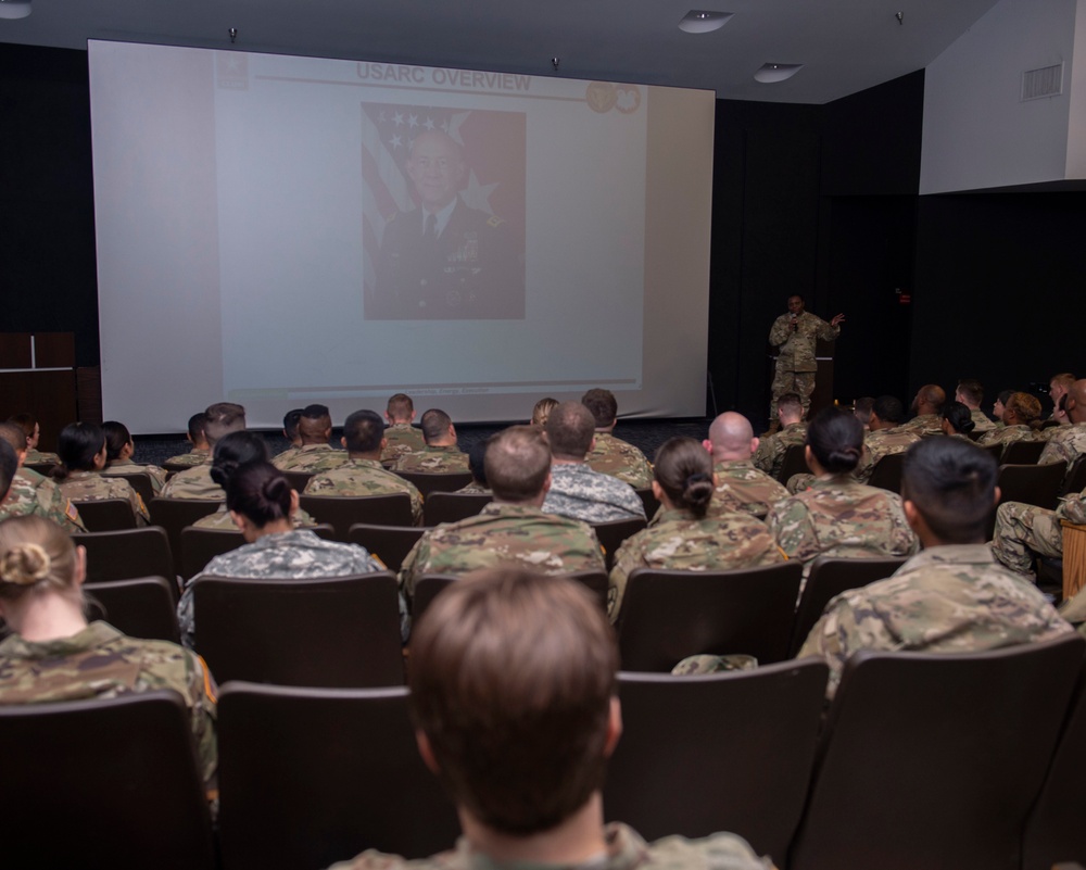 Sgt. Maj. Underwood Speaks During The U.S. Army Reserve Legal Command (USARLC) Western Region On-Site Legal Training