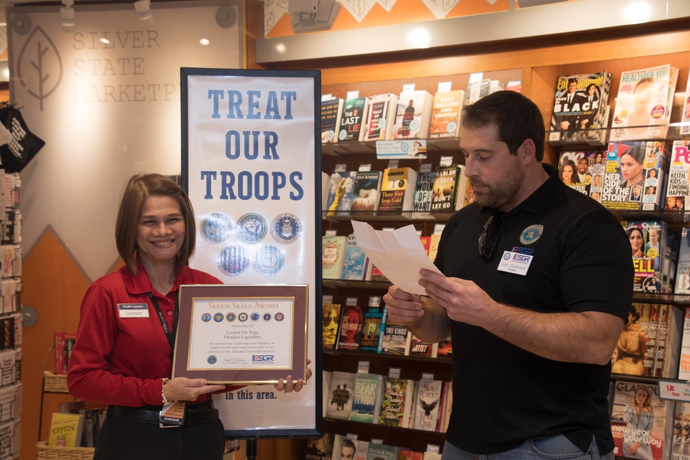 Nevada Air National Guard, et. al. presents Seven Seals Award to Leonor De Vega