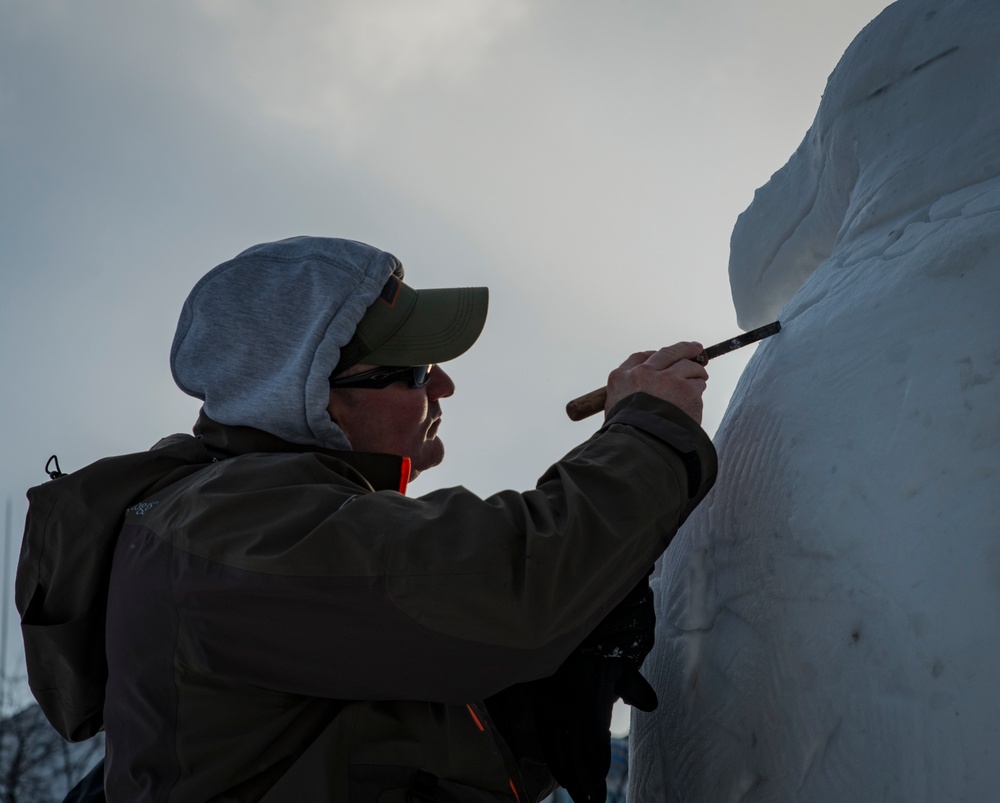 Chief Builder details snow sculpture