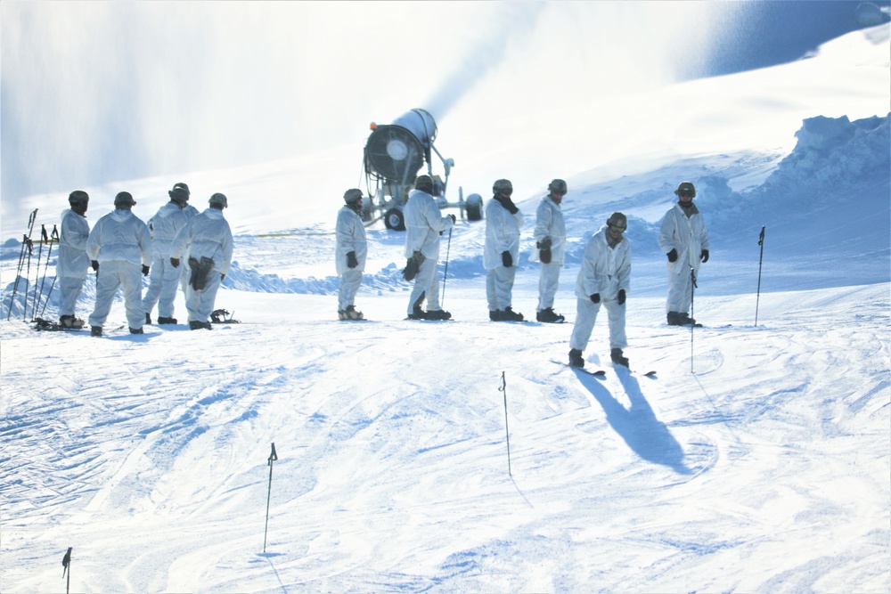 Students for Cold-Weather Operations Course complete skiing familiarization while training at Fort McCoy