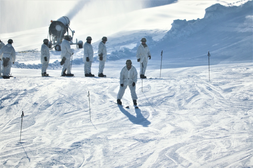 Students for Cold-Weather Operations Course complete skiing familiarization while training at Fort McCoy