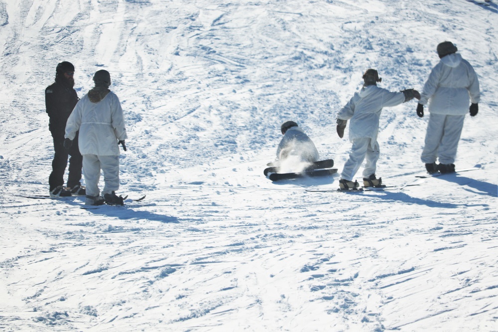 Students for Cold-Weather Operations Course complete skiing familiarization while training at Fort McCoy