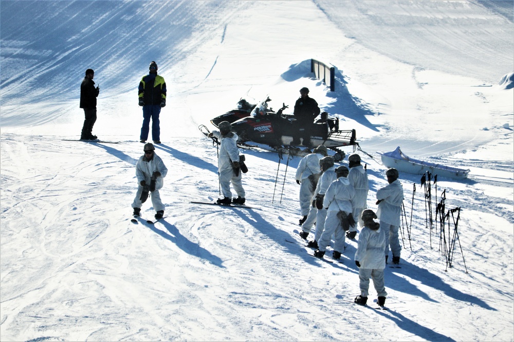 Students for Cold-Weather Operations Course complete skiing familiarization while training at Fort McCoy