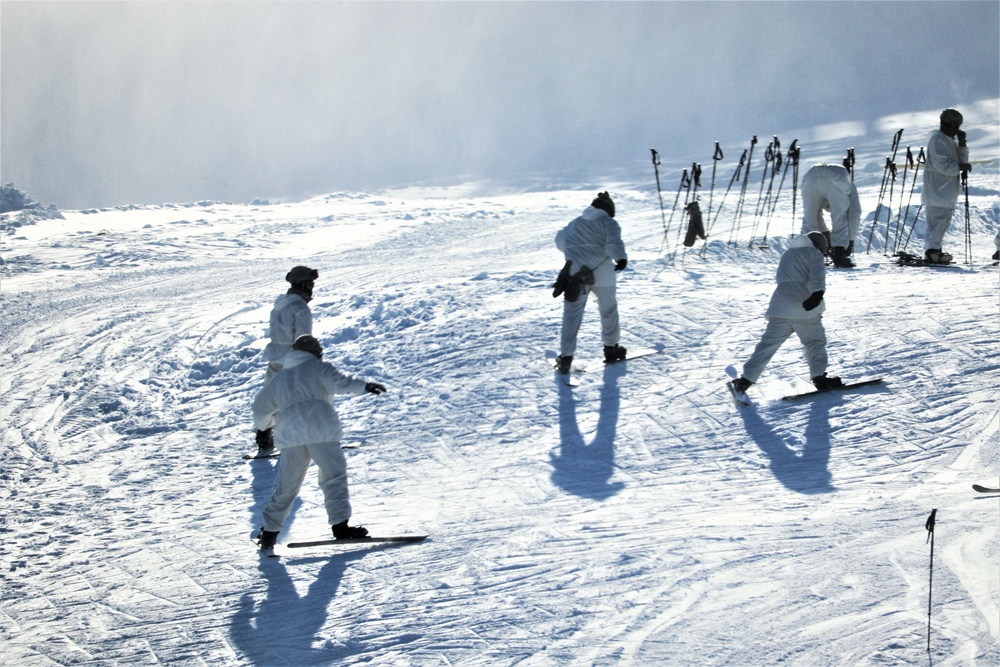 Students for Cold-Weather Operations Course complete skiing familiarization while training at Fort McCoy