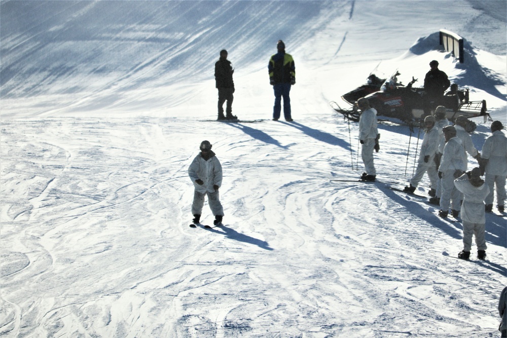 Students for Cold-Weather Operations Course complete skiing familiarization while training at Fort McCoy