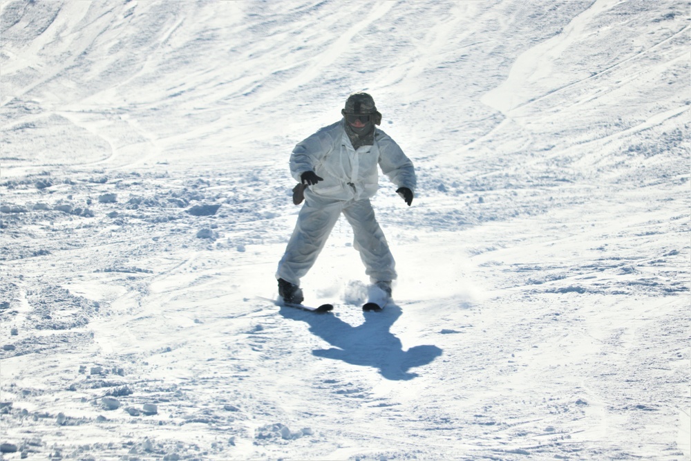 Students for Cold-Weather Operations Course complete skiing familiarization while training at Fort McCoy