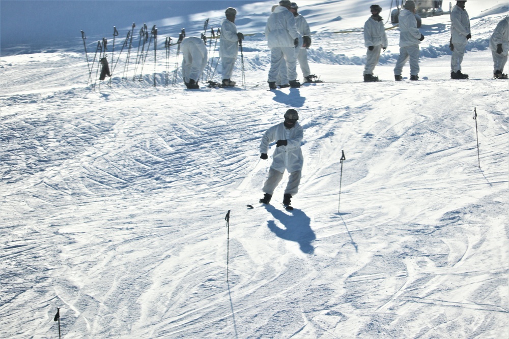 Students for Cold-Weather Operations Course complete skiing familiarization while training at Fort McCoy