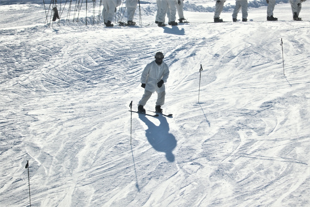 Students for Cold-Weather Operations Course complete skiing familiarization while training at Fort McCoy