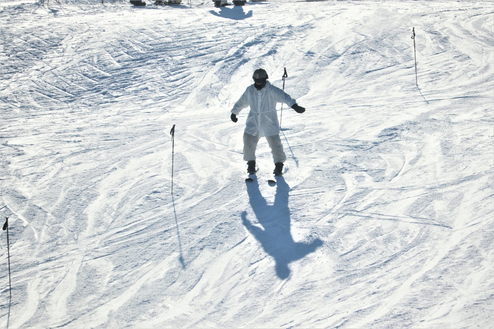 Students for Cold-Weather Operations Course complete skiing familiarization while training at Fort McCoy