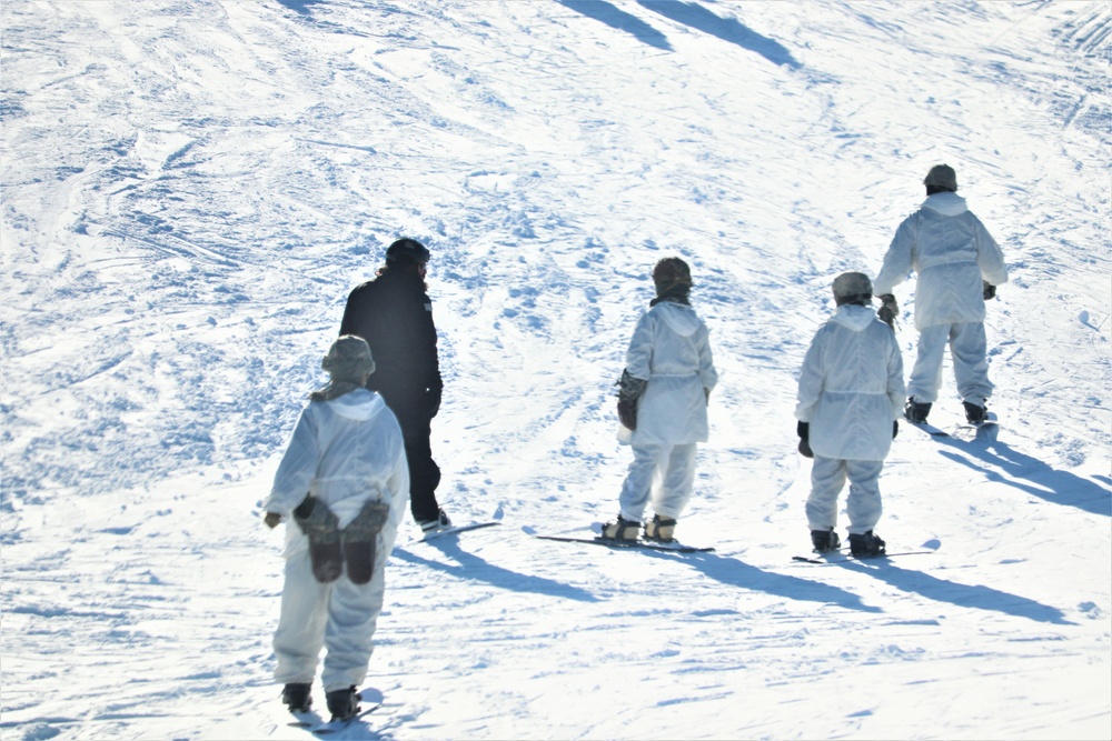 Students for Cold-Weather Operations Course complete skiing familiarization while training at Fort McCoy