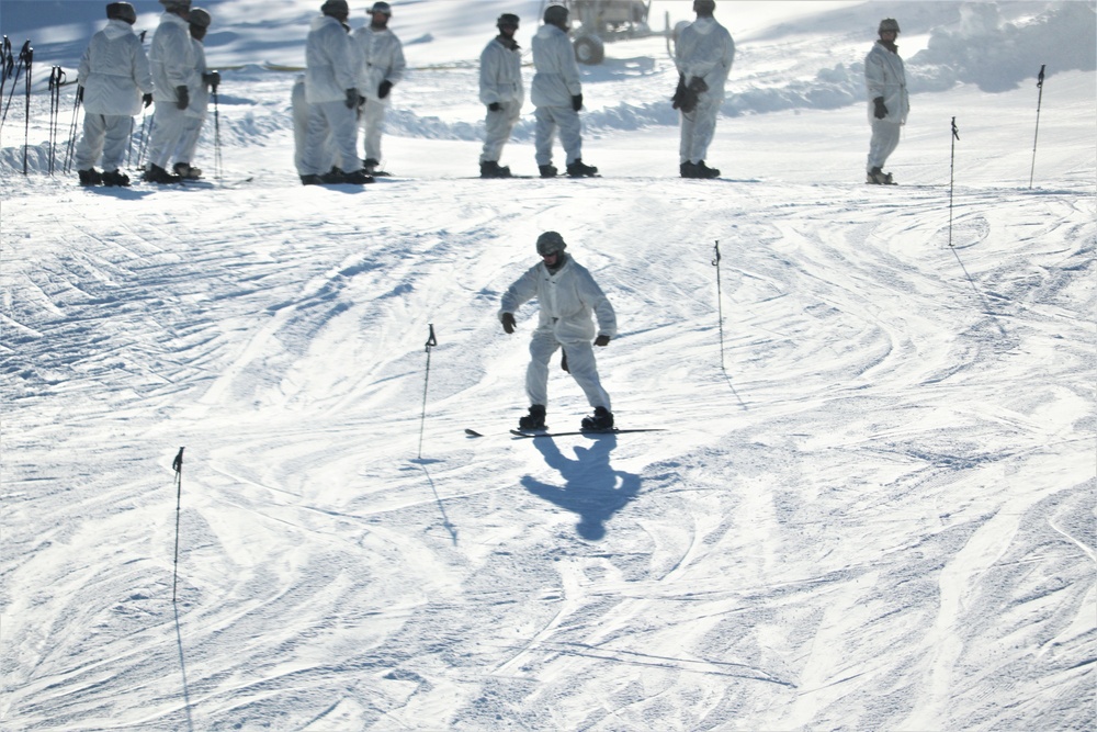 Students for Cold-Weather Operations Course complete skiing familiarization while training at Fort McCoy