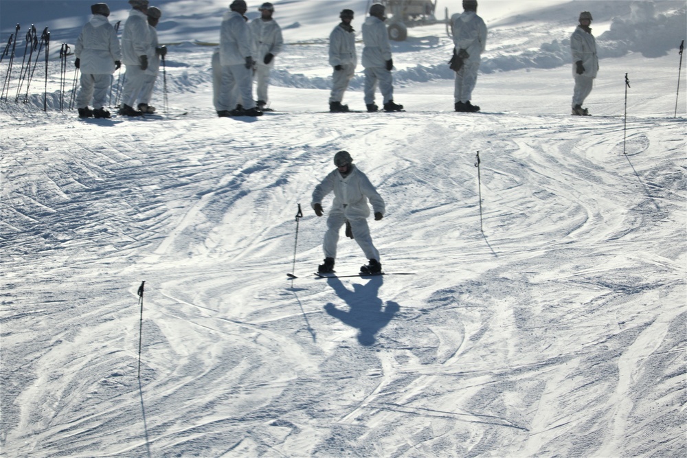 Students for Cold-Weather Operations Course complete skiing familiarization while training at Fort McCoy