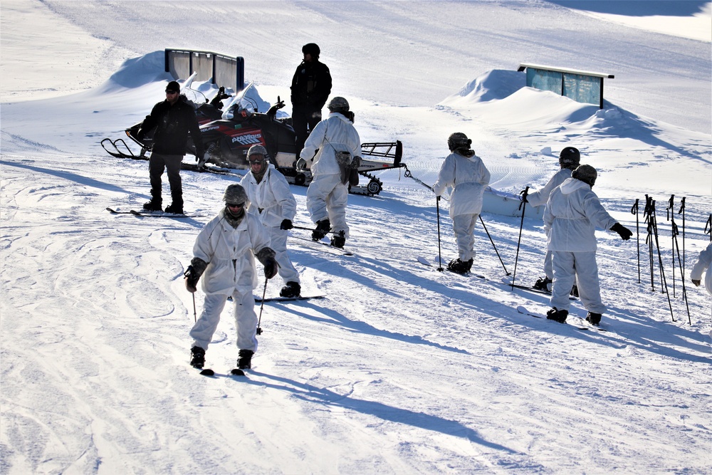 Students for Cold-Weather Operations Course complete skiing familiarization while training at Fort McCoy