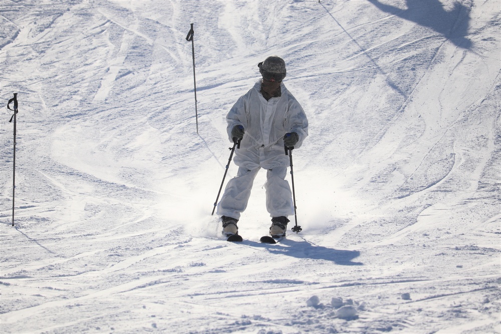 Students for Cold-Weather Operations Course complete skiing familiarization while training at Fort McCoy