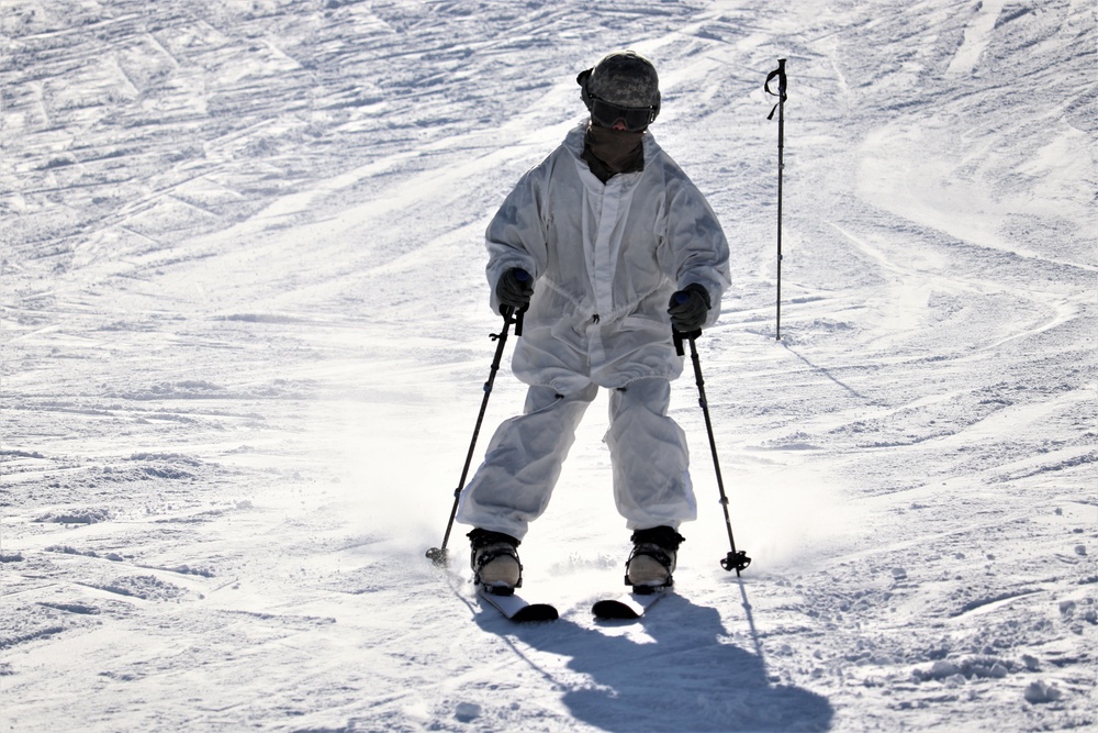 Students for Cold-Weather Operations Course complete skiing familiarization while training at Fort McCoy