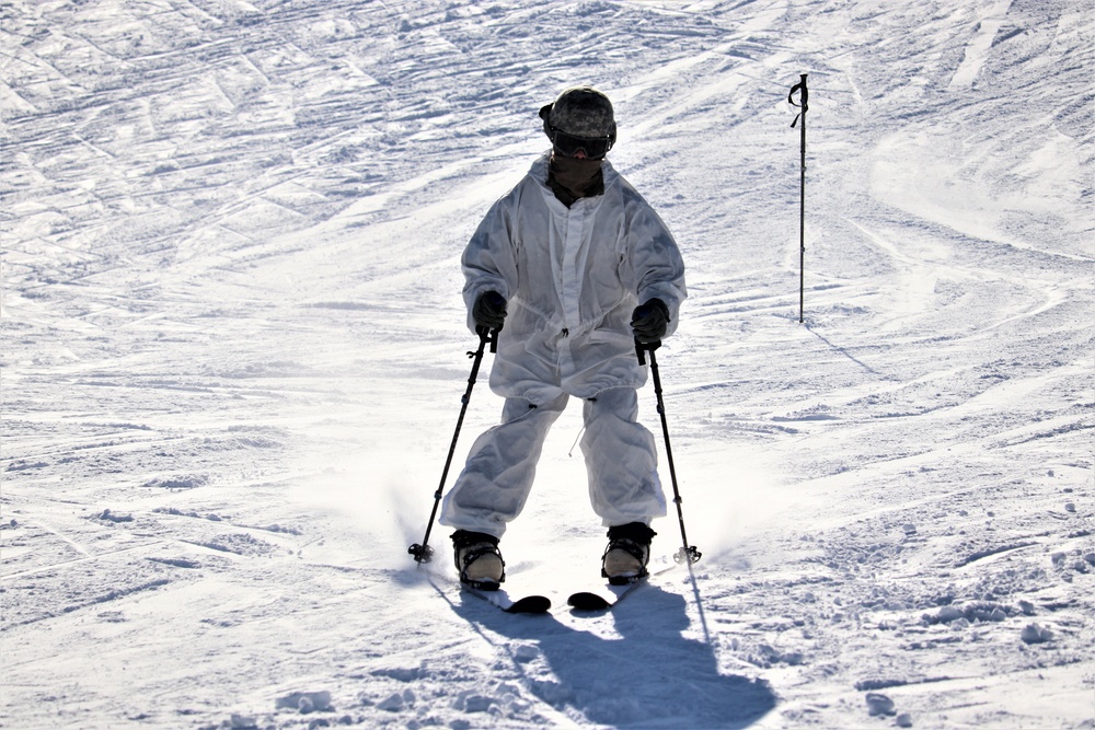 Students for Cold-Weather Operations Course complete skiing familiarization while training at Fort McCoy