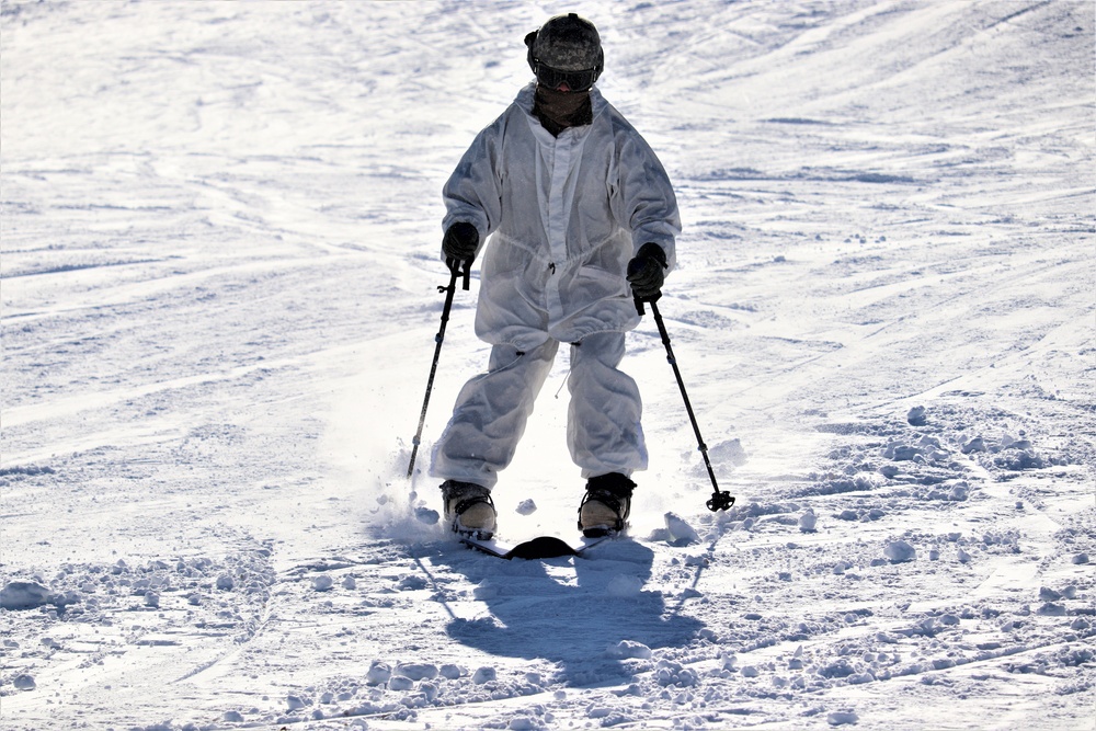 Students for Cold-Weather Operations Course complete skiing familiarization while training at Fort McCoy