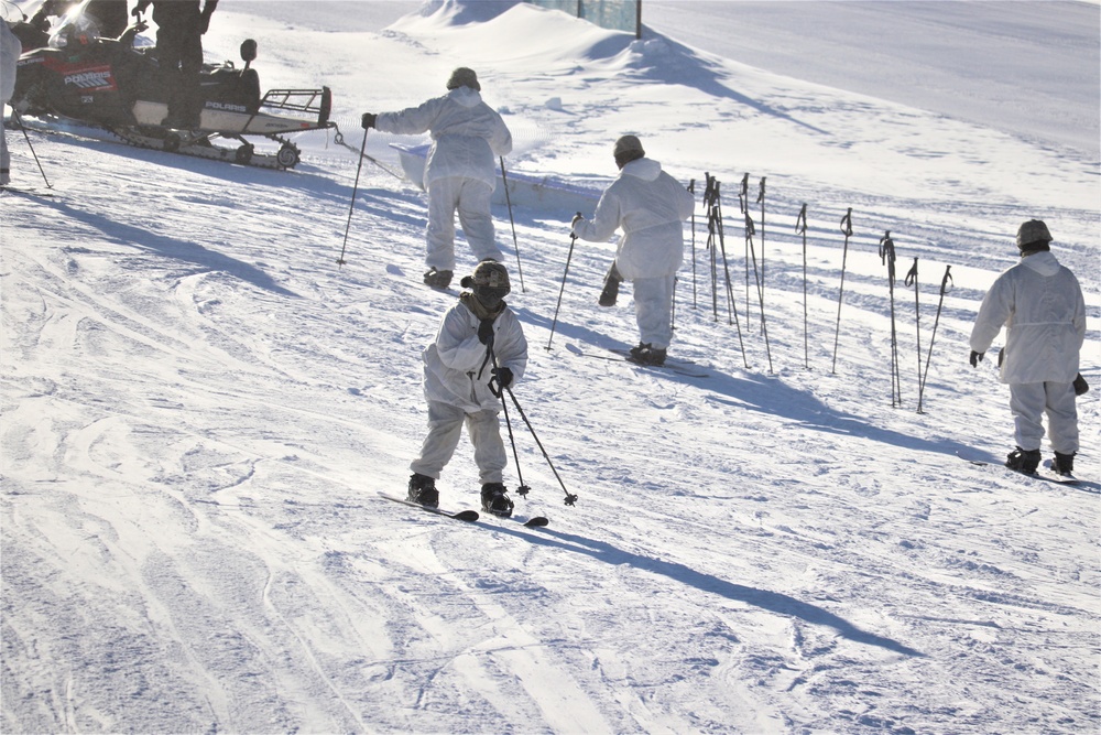 Students for Cold-Weather Operations Course complete skiing familiarization while training at Fort McCoy