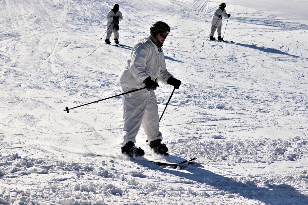 Students for Cold-Weather Operations Course complete skiing familiarization while training at Fort McCoy