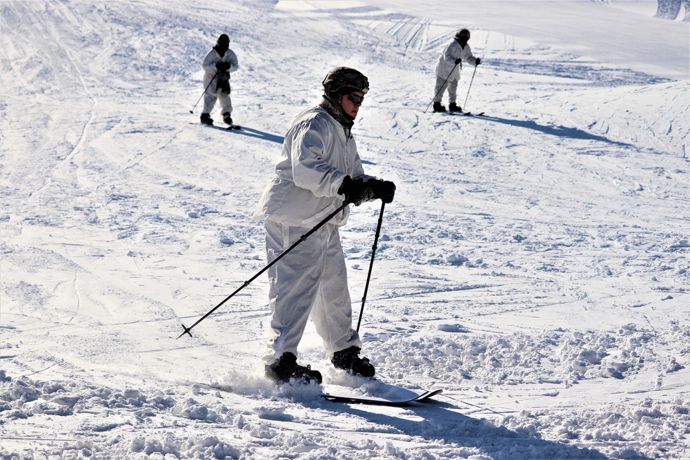 Students for Cold-Weather Operations Course complete skiing familiarization while training at Fort McCoy