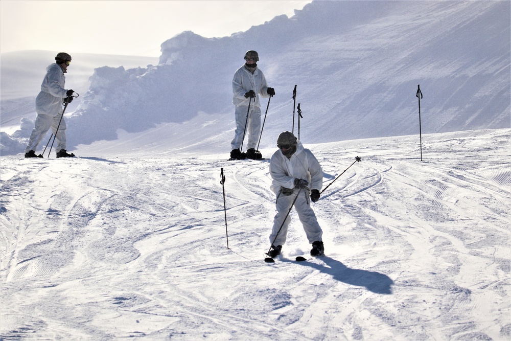 Students for Cold-Weather Operations Course complete skiing familiarization while training at Fort McCoy