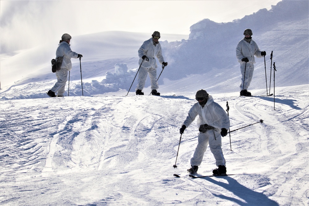 Students for Cold-Weather Operations Course complete skiing familiarization while training at Fort McCoy