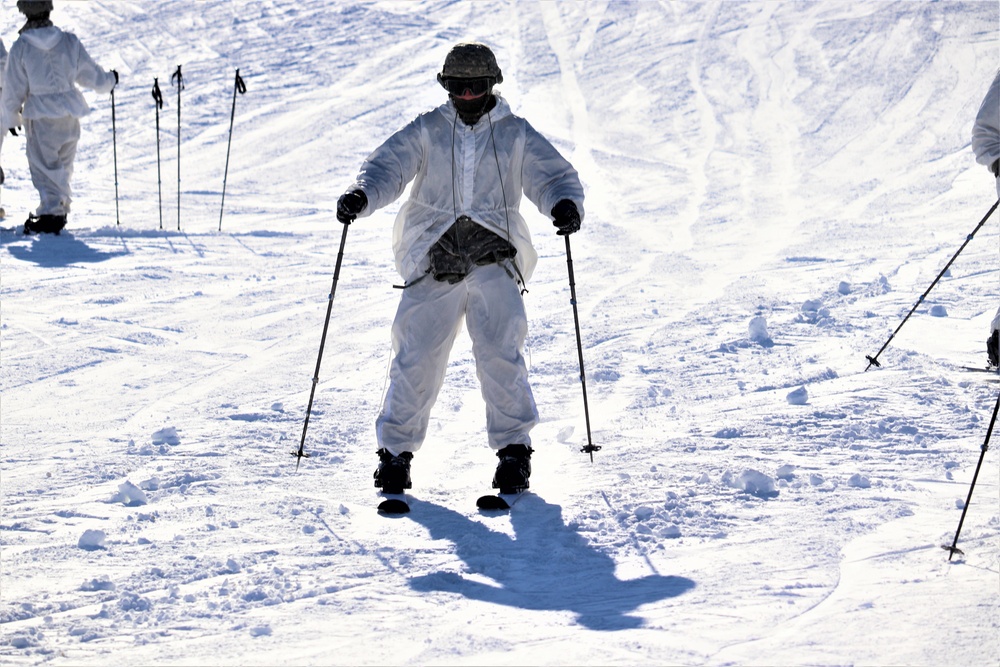 Students for Cold-Weather Operations Course complete skiing familiarization while training at Fort McCoy