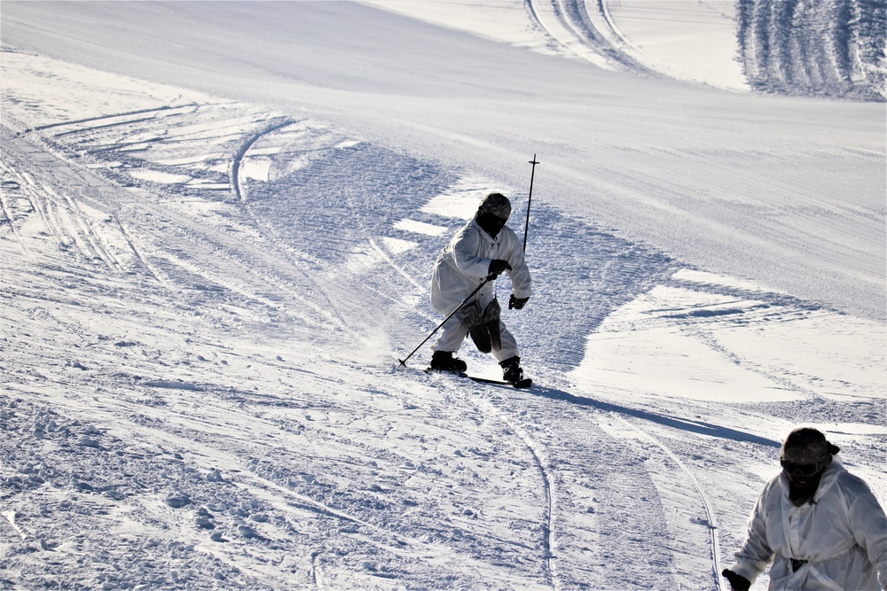 Students for Cold-Weather Operations Course complete skiing familiarization while training at Fort McCoy